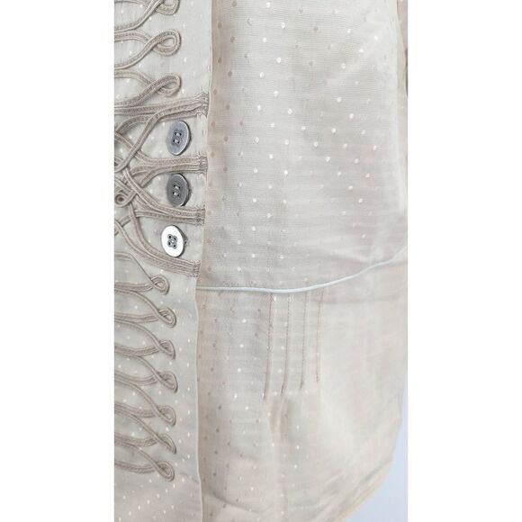 Floreat Women Cream Pleated Crew Neck Placket Jacket Size 12 - Picture 8 of 14